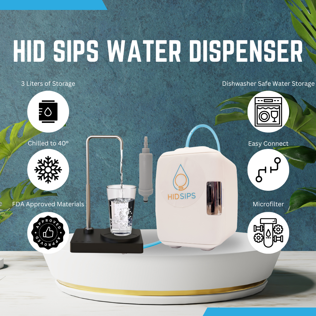 V2 Desktop Water Dispenser with 4L Mini Fridge | Bedside or Desktop Water Cooler with Dishwasher-Safe Reservoir | Filtered or Beverage-Ready Hydration System