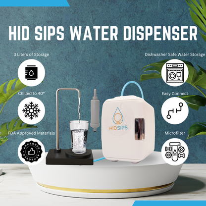 V2 Desktop Water Dispenser with 4L Mini Fridge | Bedside or Desktop Water Cooler with Dishwasher-Safe Reservoir | Filtered or Beverage-Ready Hydration System - Refurbished