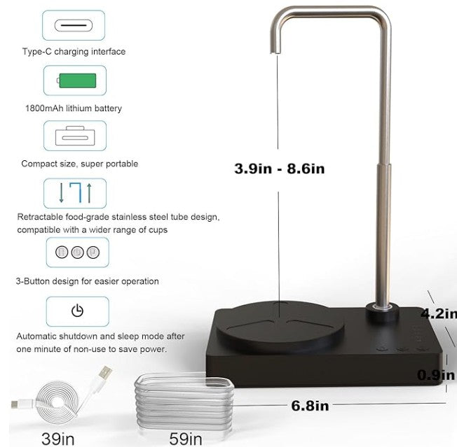 V2 Desktop Water Dispenser with 4L Mini Fridge | Bedside or Desktop Water Cooler with Dishwasher-Safe Reservoir | Filtered or Beverage-Ready Hydration System - Refurbished